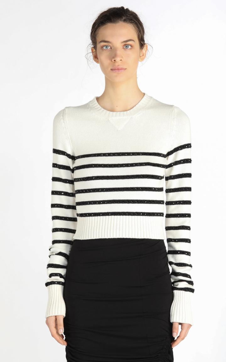 Moda Operandi N21 Studded Striped Cotton-blend Knit Top