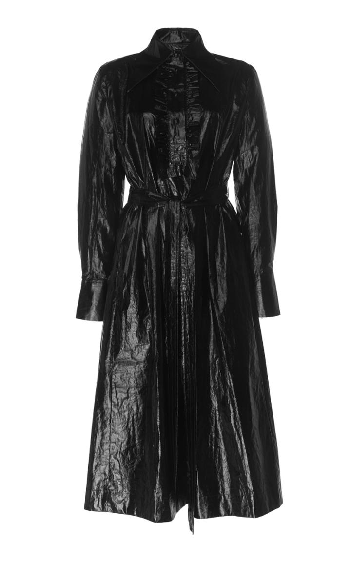 Alexachung Ruffled-placket Coated Cotton Belted Shirt Dress