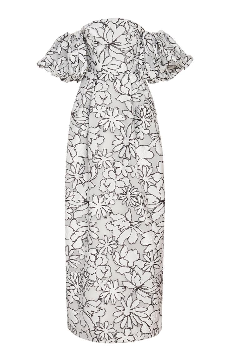 Prabal Gurung Floral Print Puff Sleeve Gown