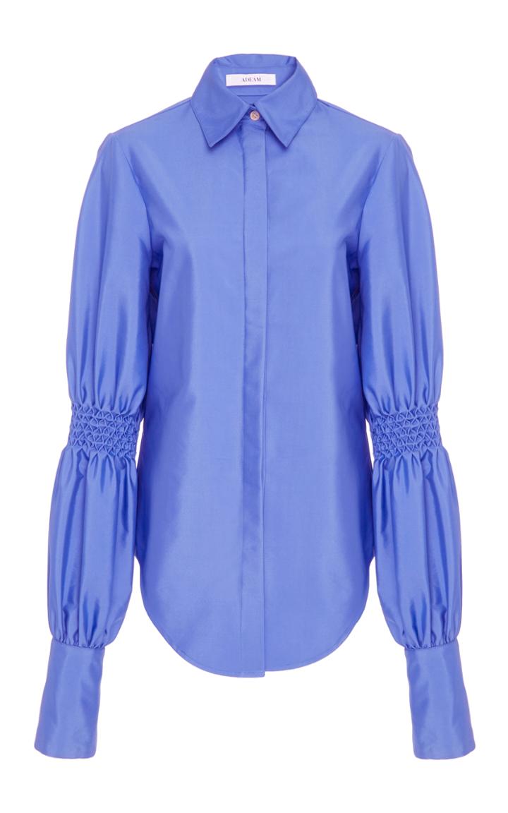 Adeam Smocked Sleeve Button Up Shirt