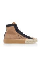 Prada Two-tone Gabardine High Top Sneakers