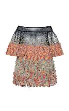 Moda Operandi Rahul Mishra Marigold Floral-appliqud Silk Off-the-shoulder Mini Dres