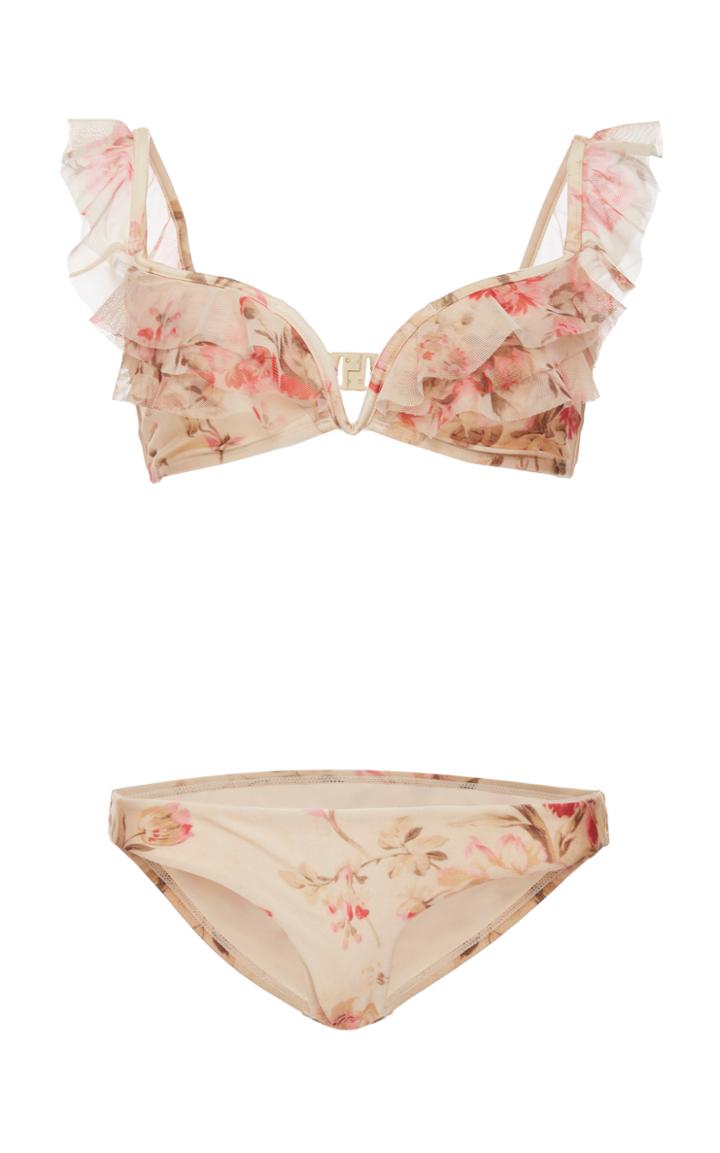 Zimmermann Corsair Shoulder Ruffle Bikini Set