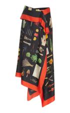 Moda Operandi Monse Asymmetric Printed Silk Skirt Size: 0