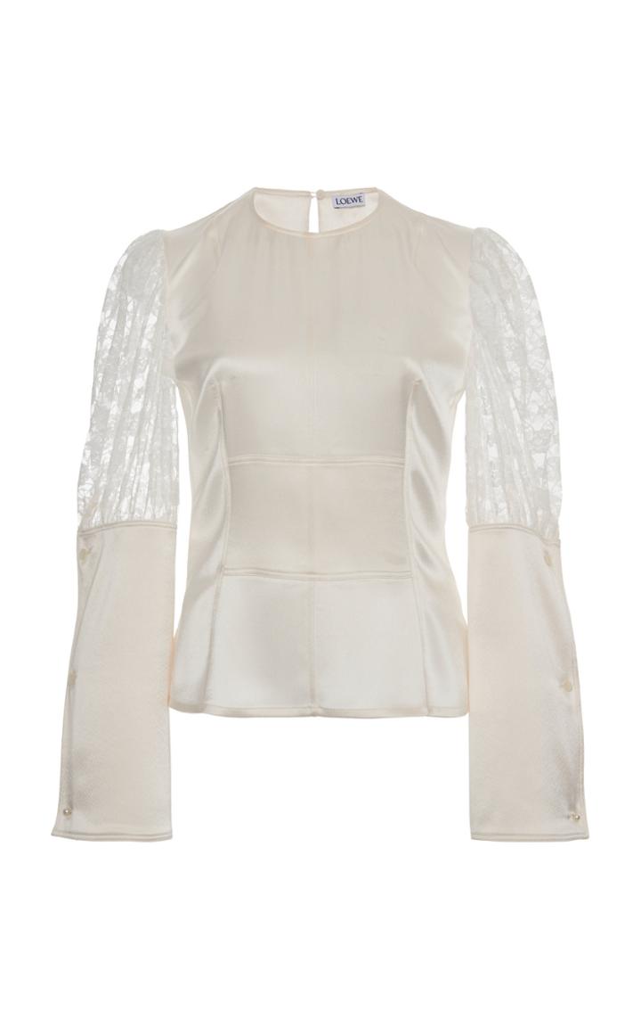 Moda Operandi Loewe Lace-paneled Satin Top Size: 34