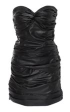 Zeynep Aray Strapless Leather Dress