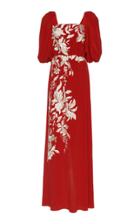 Johanna Ortiz Floral Themes Embroidered Silk Maxi Dress