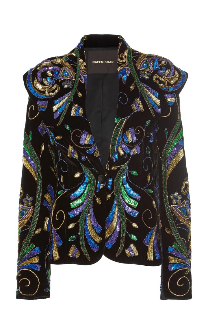 Naeem Khan Sequin Embroidered Velvet Jacket