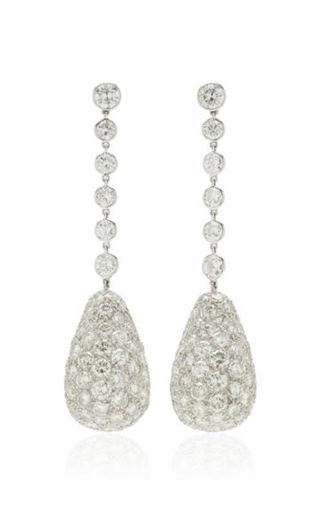 Moda Operandi Stephen Russell One Of A Kind Platinum & Diamond Pave Drop Earrings