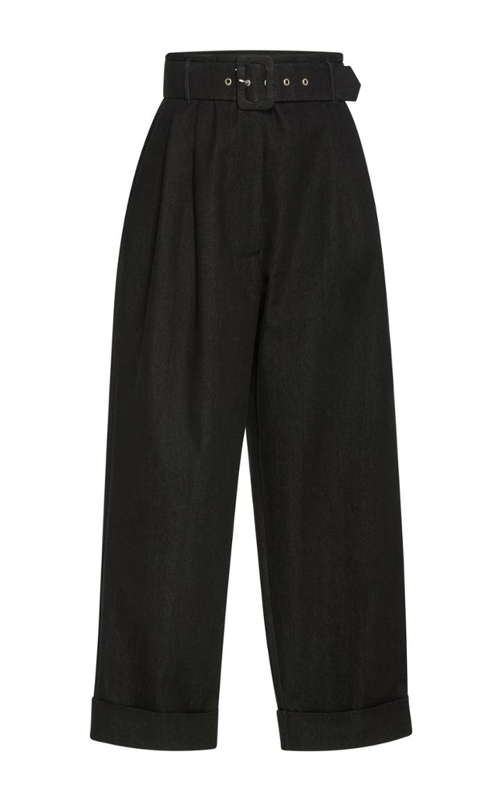 Isa Arfen Cotton Satin Belted Trouser