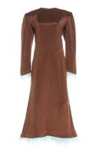 Rowen Rose Feather-trimmed Silk Maxi Dress