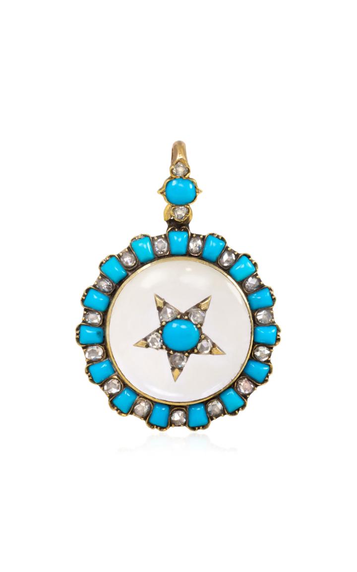 Moda Operandi Kentshire Antique Gold, Crystal, Turquoise, & Rose Diamond Pendant Loc