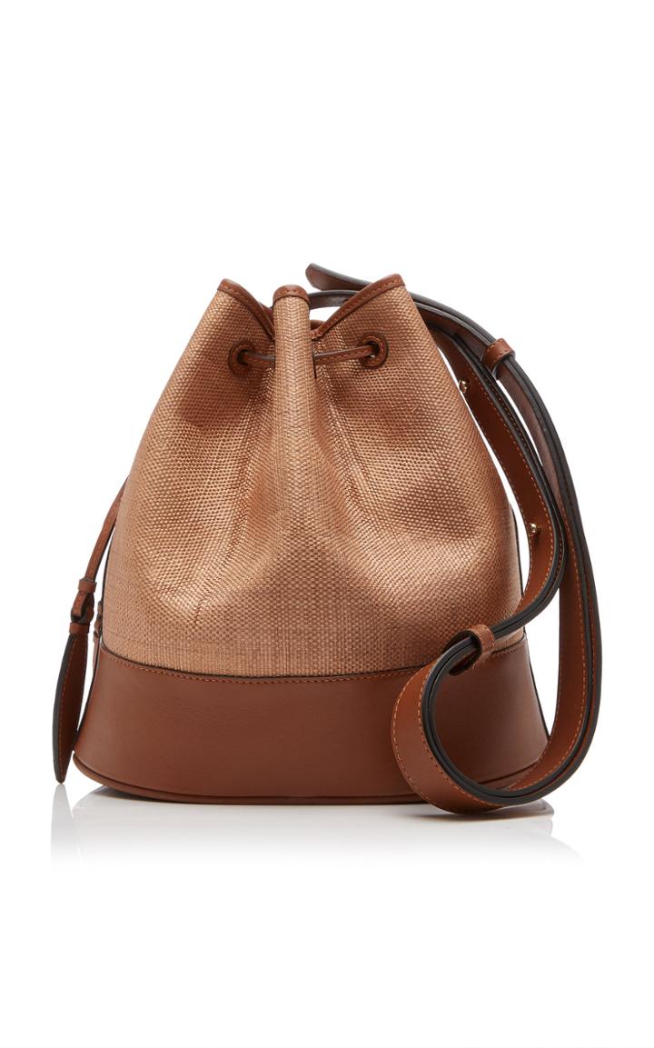 Hunting Season Leather-paneled Raffia Shoulder Bag