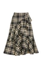 Moda Operandi Michael Kors Collection Western Tartan Wool Cascade Ruffle Skirt