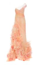Marchesa Feather-embellished Chiffon Dress