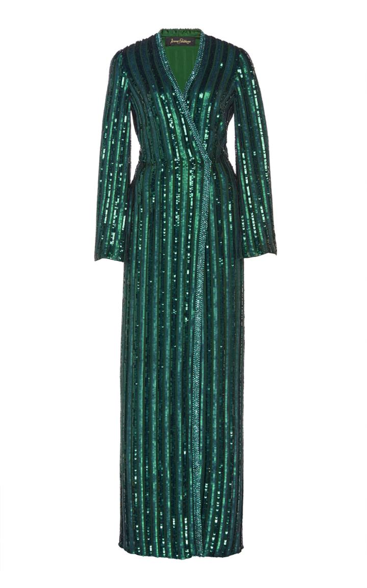 Jenny Packham Cecile Sequined Wrap Gown