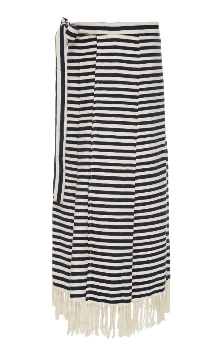 Escvdo Pancha Striped Cotton Midi Skirt