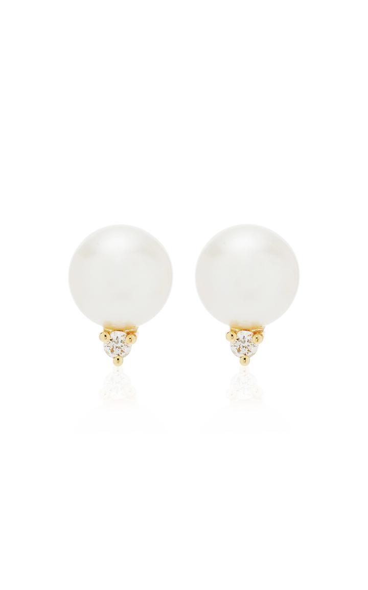 Moda Operandi Mizuki Large Pearl & Diamond Stud Earring