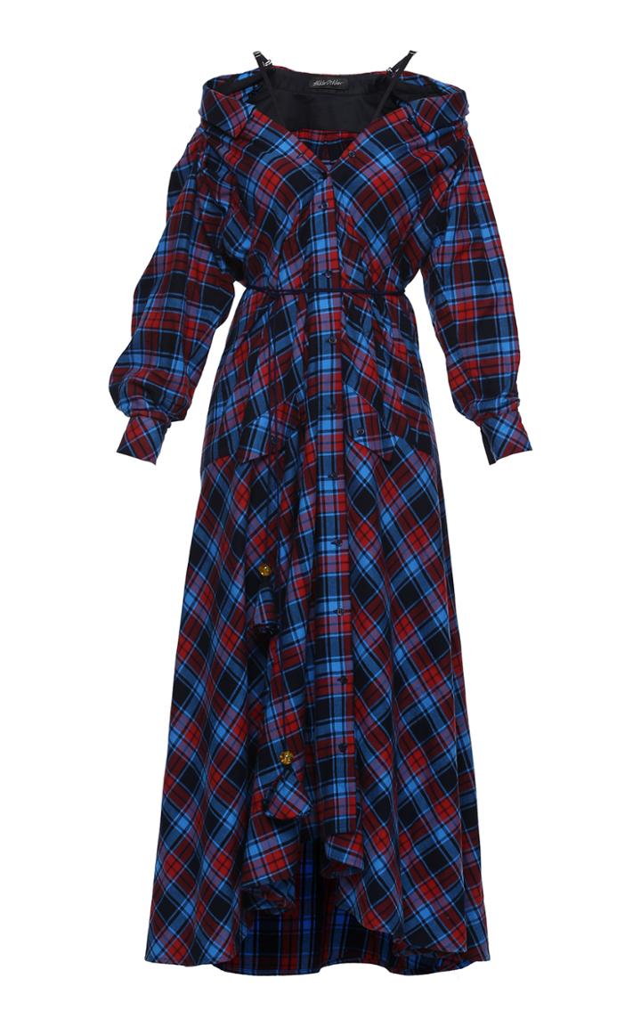 Anna October Off-the-shoulder Plaid Dress