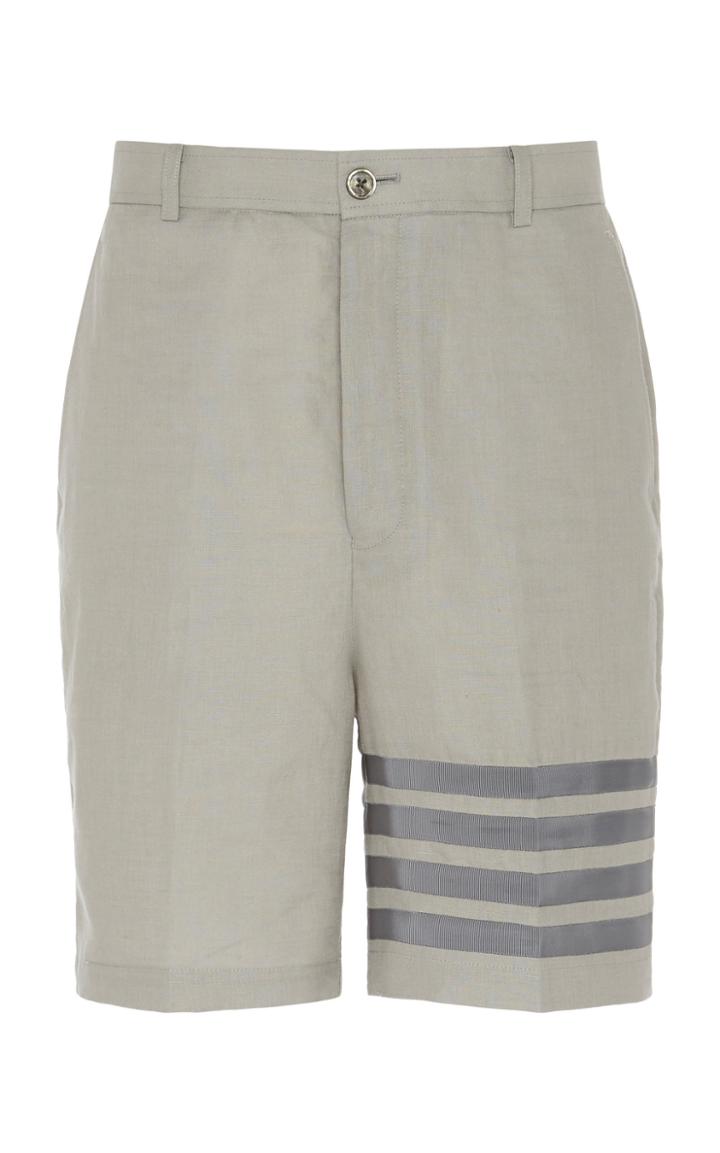 Thom Browne Solid Linen Belt Loop Straight Leg Short