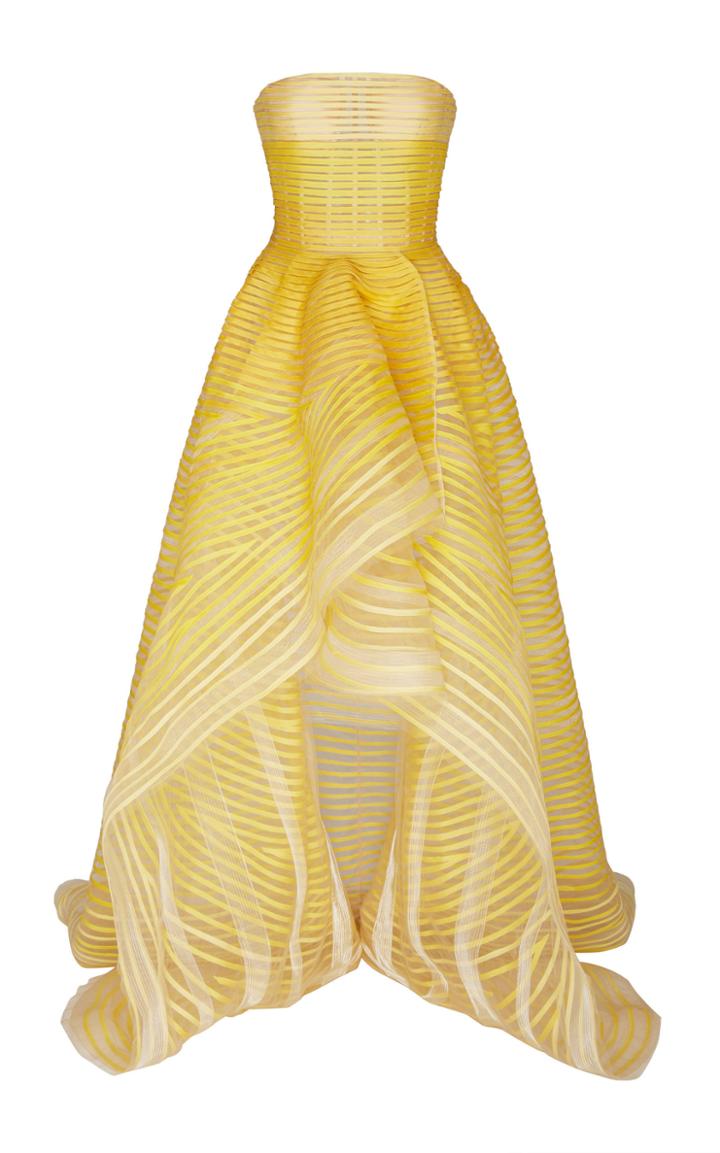 Oscar De La Renta Strapless Hi Low Gown