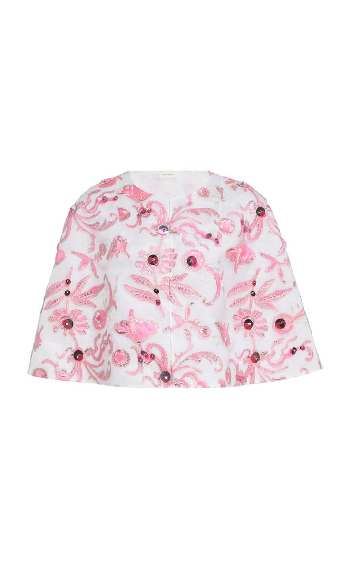 Delpozo Embroidered Organza Cape