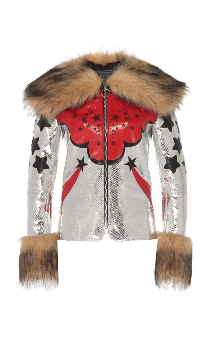 Paco Rabanne Faux Fur Trimmed Leather Jacket