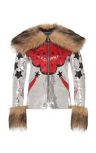 Paco Rabanne Faux Fur Trimmed Leather Jacket