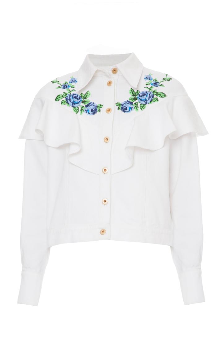 Flow The Label Floral Embroidered Denim Jacket