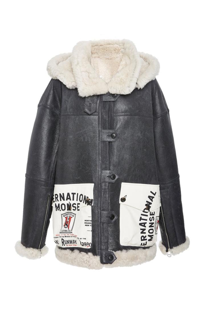 Monse Shearling Coat With Canvas
