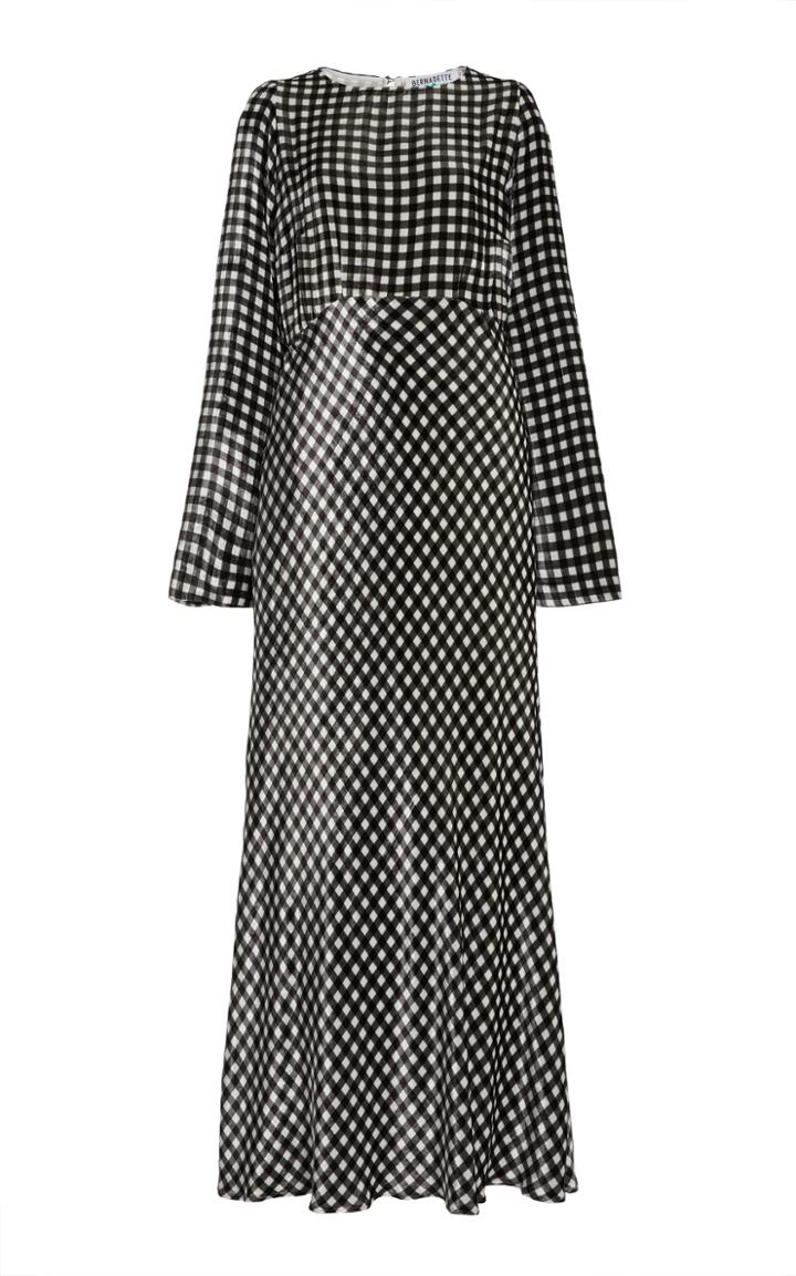 Bernadette Antwerp Jane Gingham Silk Vevet Maxi Dress