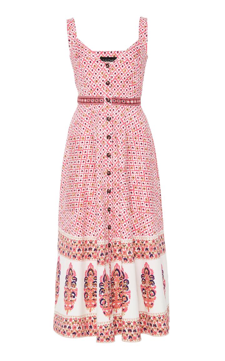 Saloni Fara Folded Bodice Midi Dress
