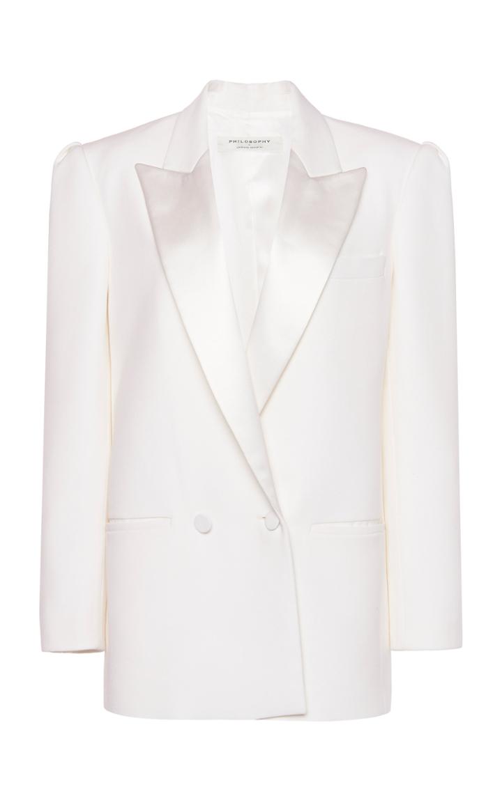Moda Operandi Philosophy Di Lorenzo Serafini Satin-lapel Wool-blend Blazer Size: 38