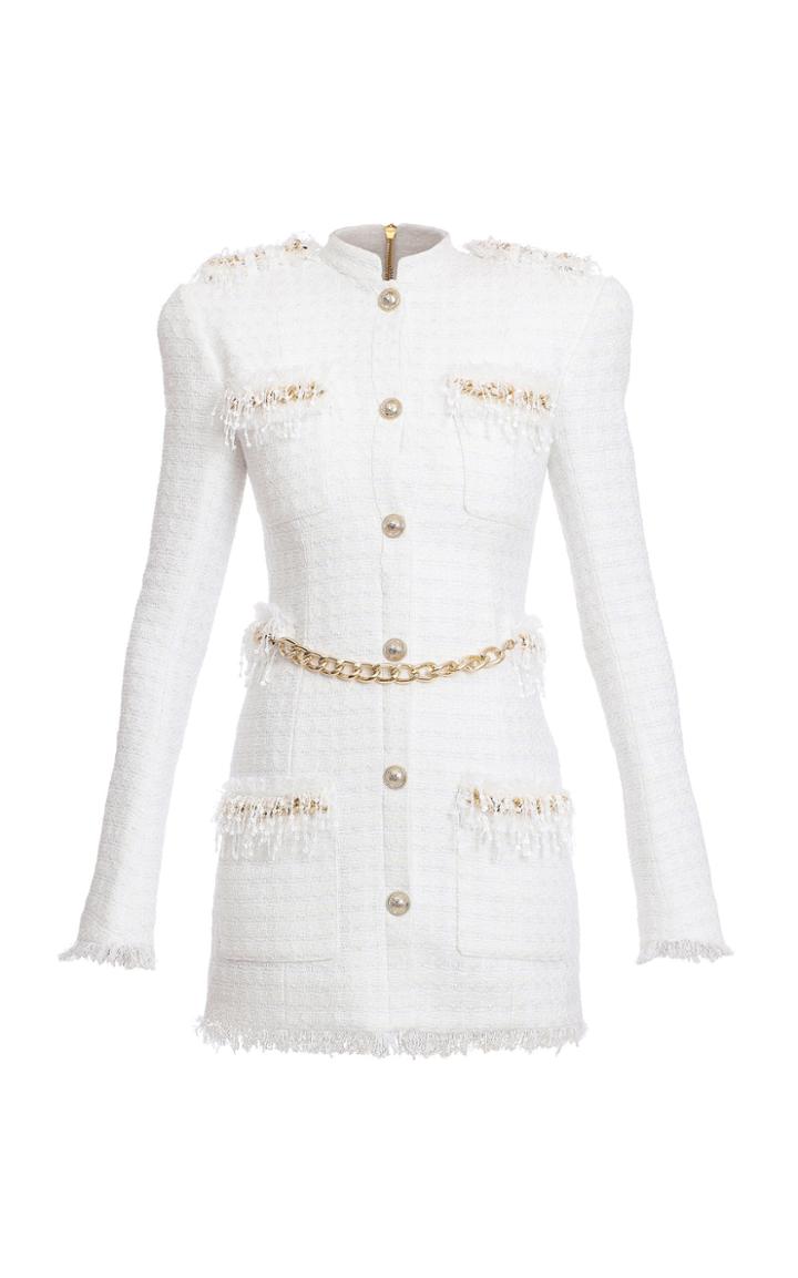 Balmain Sequined Chainlink Tweed Mini Dress
