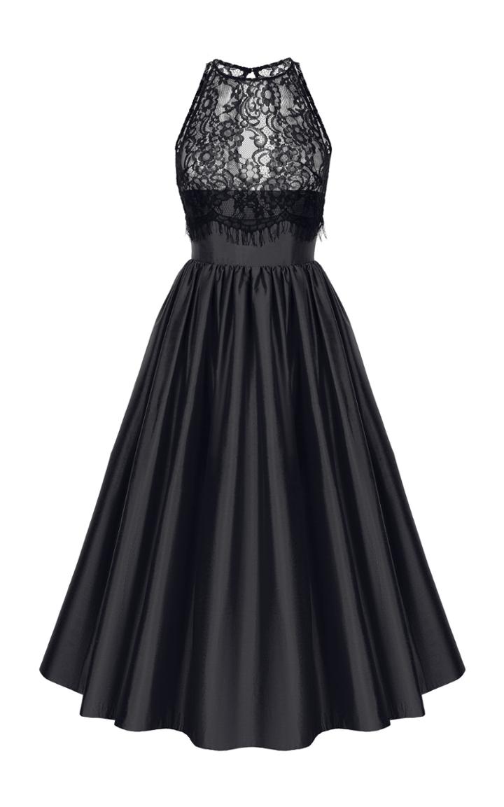 Rasario Sleeveless Silk And Lace Midi Dress