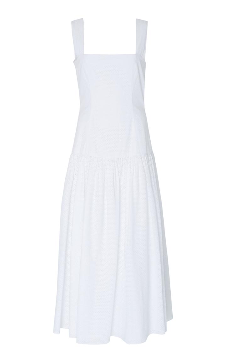 Claudia Li Cotton Eyelet Pleated Dress