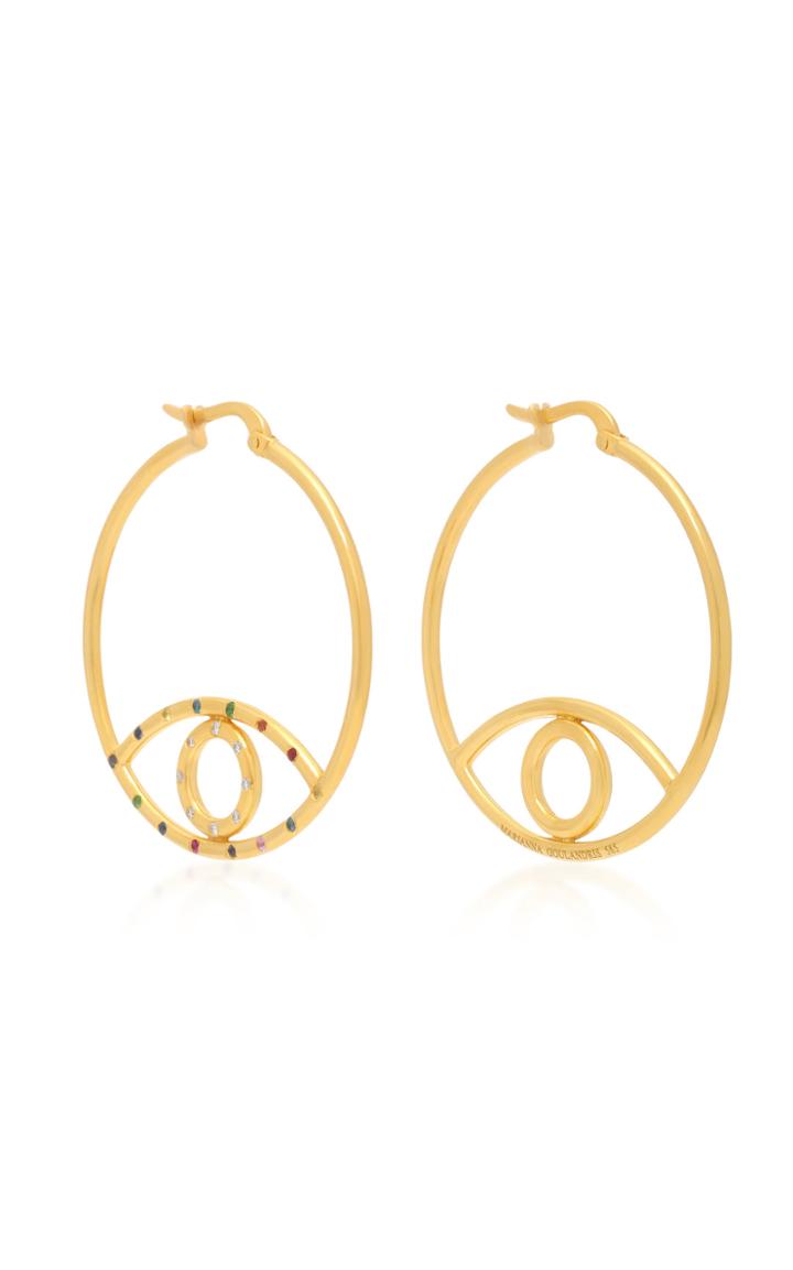 Marianna Goulandris Rainbow Evil Eye 14k Gold Multistone Earrings