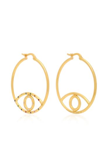 Marianna Goulandris Rainbow Evil Eye 14k Gold Multistone Earrings