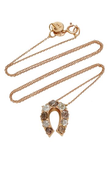 Fox And Bond 14k Rose Gold And Diamond Horseshoe Pendant Necklace