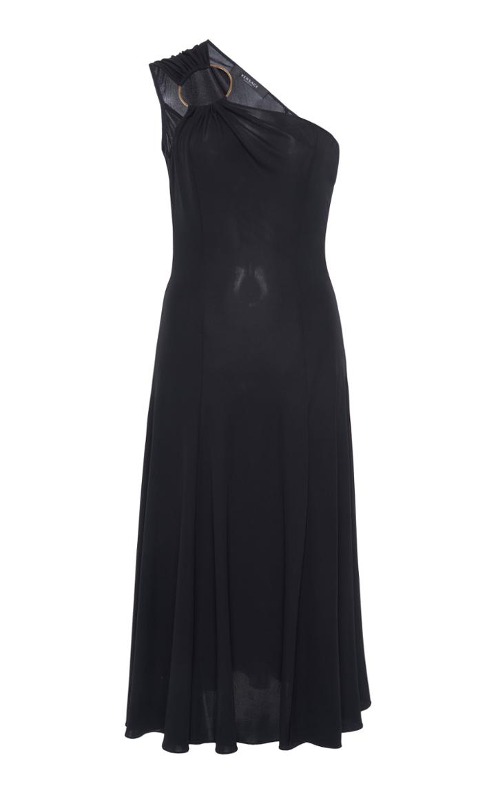 Moda Operandi Versace One Shoulder Flare Knee Length Dress