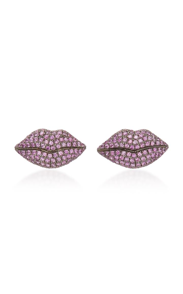 Colette Jewelry 18k Gold And Pink Sapphire Lip Earrings