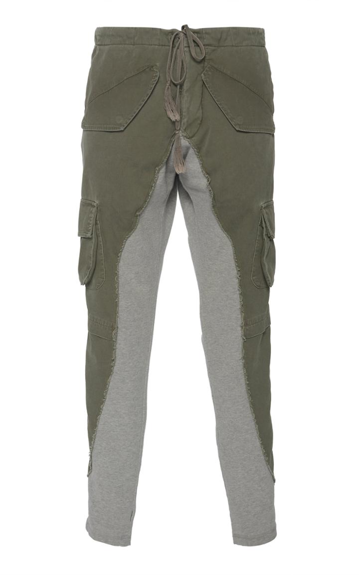 Greg Lauren 50/50 Cotton Jersey-paneled Twill Track Pants