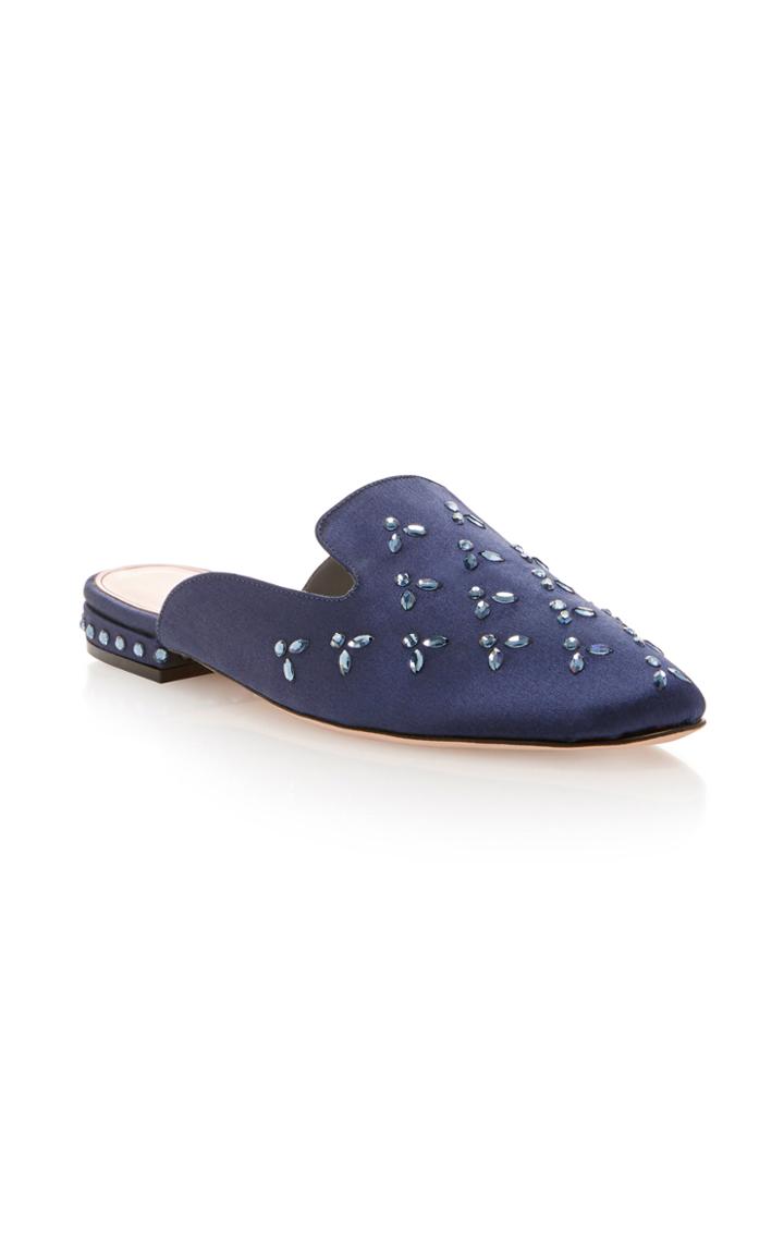 Oscar De La Renta Audrey Embellished Satin Mules