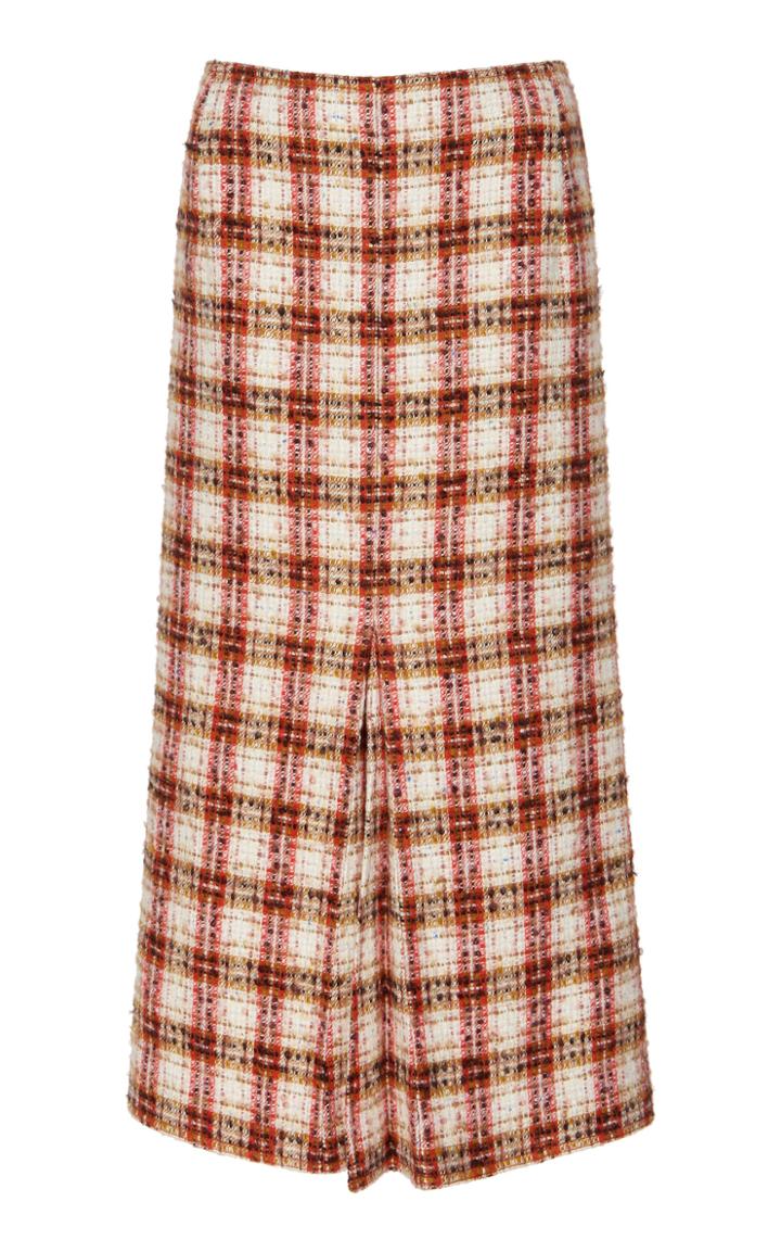 Victoria Beckham Box-pleated Tweed Midi Skirt