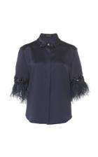 Jenny Packham Chessa Feather-trimmed Crepe Top