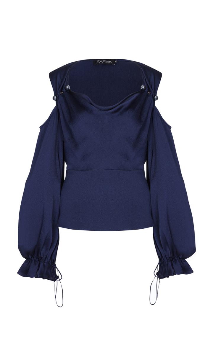 Safiyaa Louise Midnight Silk Blouse