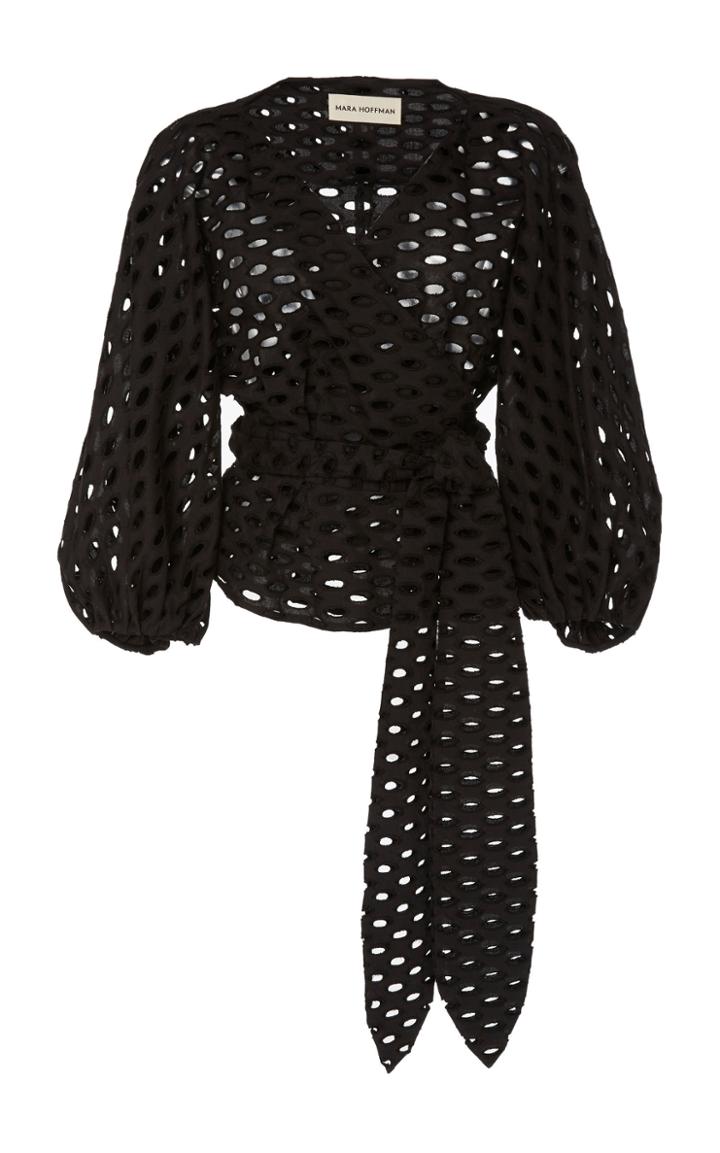 Mara Hoffman Libby Wrap-effect Eyelet Cotton Top