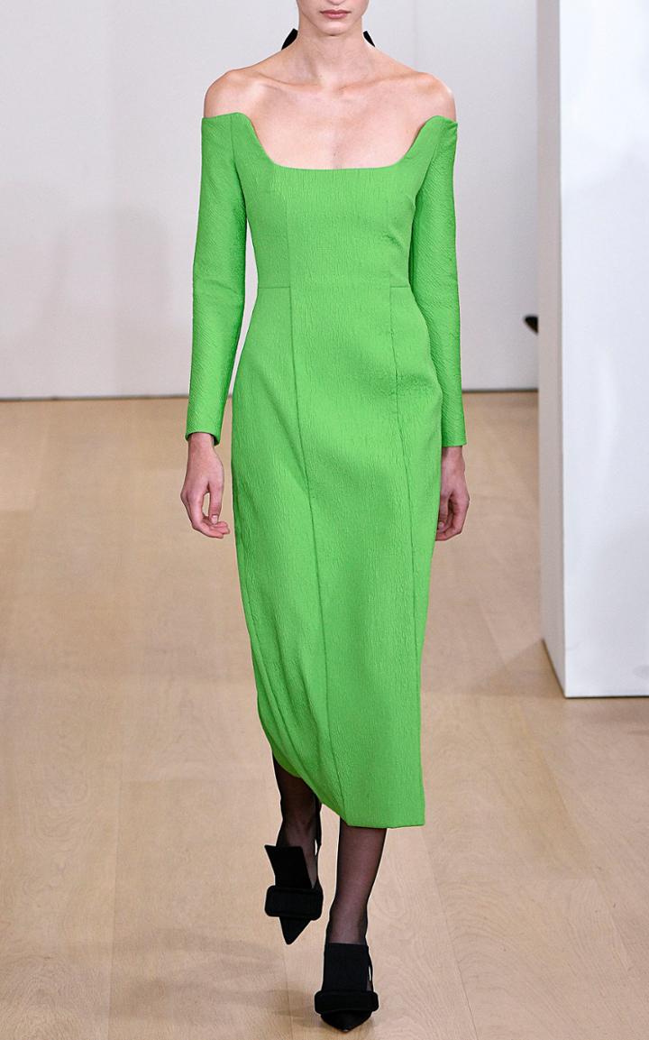 Emilia Wickstead Birch Off The Shoulder Crepe Dress