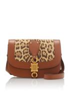 Valentino V-locker Leopard Haircalf And Leather Saddle Bag