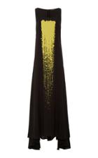 Mi Jong Lee Long Side Pleated Silk Trapeze Dress